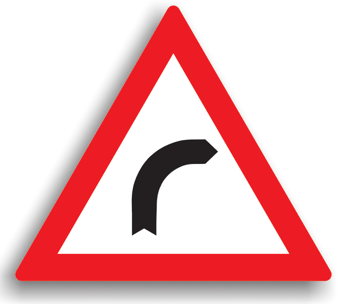 Este amplasat la cel mult 200 m de o curbă la dreapta. Conducătorul trebuie să circule cu viteză redusă în curbe, iar dacă vizibilitatea este redusă sub 50 m, toate manevrele (depasirea, oprirea, staționarea, mersul înapoi, întoarcerea) sunt interzise. Este permisă depășirea în curbele cu vizibilitate. Este amplasat la cel mult 200 m de o curbă la dreapta. Conducătorul trebuie să circule cu viteză redusă în curbe, iar dacă vizibilitatea este redusă sub 50 m, toate manevrele (depasirea, oprirea, staționarea, mersul înapoi, întoarcerea) sunt interzise. Este permisă depășirea în curbele cu vizibilitate.