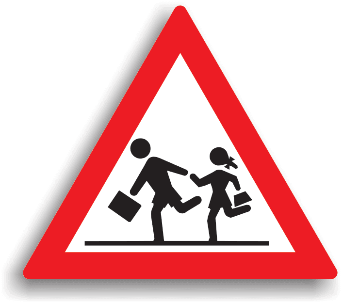 Conducătorii auto întâlnesc acest indicator pe sectoarele de drum frecvent circulate de copii (aflate în imediata apropiere a grădinițelor, școlilor și a locurilor de joacă). Conducătorul este obligat să reducă viteza sub 30 km/h în localități, respectiv sub 50 km/h în afara localităților în intervalul orar 07:00-22:00 și să circule cu atenție sporită. Pe drumurile cu circulație în ambele sensuri prevăzute cu o singură bandă pe sens, pe distanța cuprinsă între aceste indicatoare aferente celor două sensuri, marcajul de separare a sensurilor este cu linie continuă. Conducătorii auto întâlnesc acest indicator pe sectoarele de drum frecvent circulate de copii (aflate în imediata apropiere a grădinițelor, școlilor și a locurilor de joacă). Conducătorul este obligat să reducă viteza sub 30 km/h în localități, respectiv sub 50 km/h în afara localităților în intervalul orar 07:00-22:00 și să circule cu atenție sporită. Pe drumurile cu circulație în ambele sensuri prevăzute cu o singură bandă pe sens, pe distanța cuprinsă între aceste indicatoare aferente celor două sensuri, marcajul de separare a sensurilor este cu linie continuă.