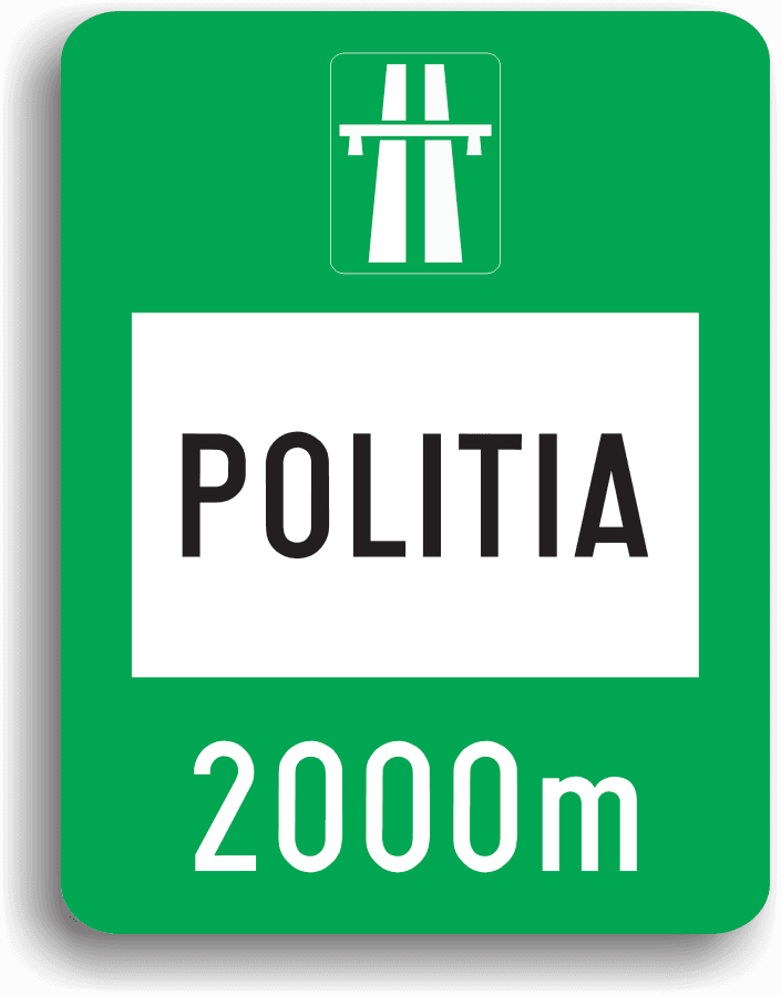 Presemnalizarea sediului Poliției autostrăzii Presemnalizarea sediului Poliției autostrăzii