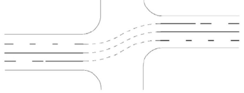 Marcaj de ghidare la traversarea unei intersecții Marcaj de ghidare la traversarea unei intersecții