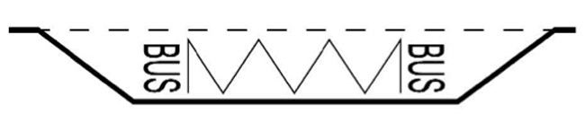 Linia în zigzag completată cu înscrisul „BUS” sau „TAXI” poate fi folosită pentru semnalizarea stațiilor de autobuze și troleibuze, respectiv taximetre. Linia în zigzag completată cu înscrisul „BUS” sau „TAXI” poate fi folosită pentru semnalizarea stațiilor de autobuze și troleibuze, respectiv taximetre.