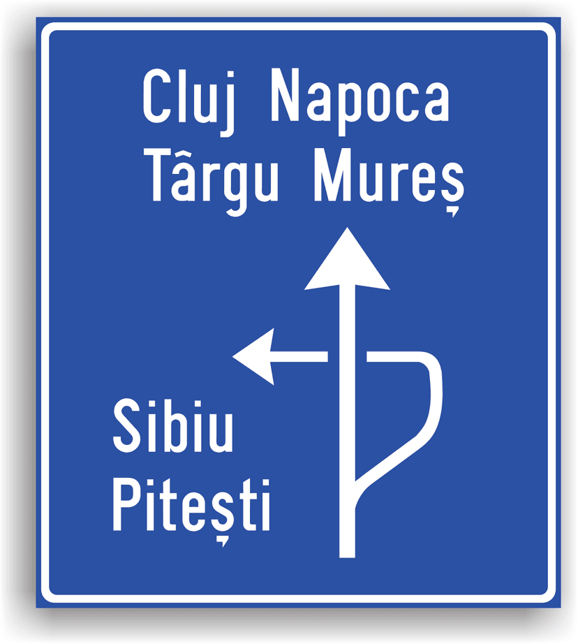 Presemnalizarea direcțiilor la o intersecție denivelată de drumuri Presemnalizarea direcțiilor la o intersecție denivelată de drumuri