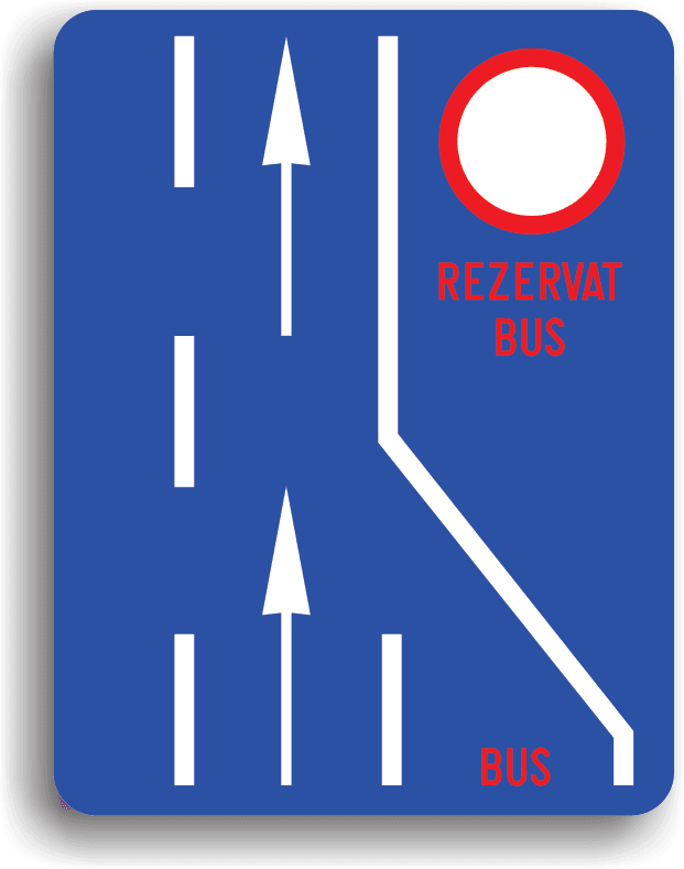 Indicatorul din imaginea alăturată se amplasează în orașe, pe drumurile cu mai multe benzi, pentru a informa conducătorul auto că una dintre benzi este rezervată circulației autovehiculelor de transport public de persoane. Zona de acțiune a indicatorului se termină la prima intersecție. Indicatorul din imaginea alăturată se amplasează în orașe, pe drumurile cu mai multe benzi, pentru a informa conducătorul auto că una dintre benzi este rezervată circulației autovehiculelor de transport public de persoane. Zona de acțiune a indicatorului se termină la prima intersecție.