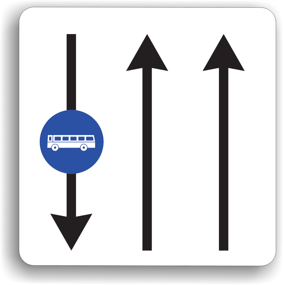 Acest indicator are rolul de a le interzice conducătorilor de vehicule să circule pe benzile destinate exclusiv transportului public de persoane. Acest indicator are rolul de a le interzice conducătorilor de vehicule să circule pe benzile destinate exclusiv transportului public de persoane.