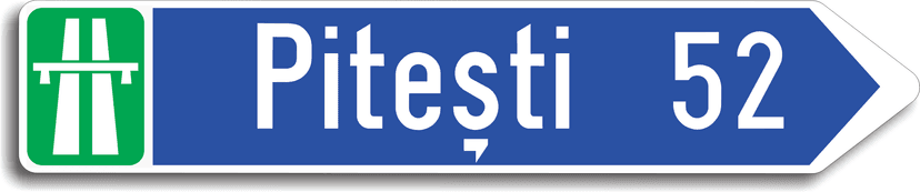 Direcția spre localitatea indicată Direcția spre localitatea indicată