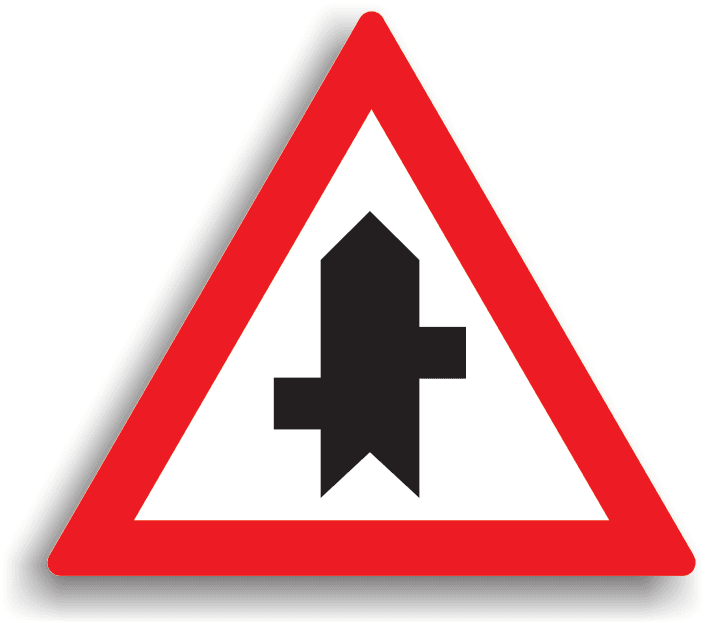 Intersecție cu un drum fără prioritate, (decalate) Intersecție cu un drum fără prioritate, (decalate)