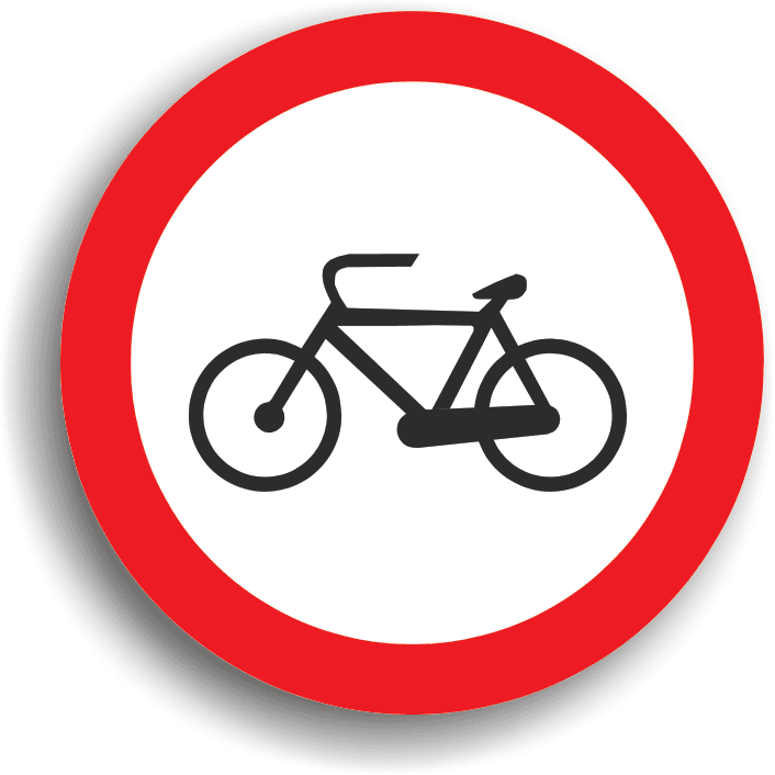 Se întâlnește la intrarea pe drumurile publice pe care accesul bicicletelor este interzis. Se întâlnește la intrarea pe drumurile publice pe care accesul bicicletelor este interzis.