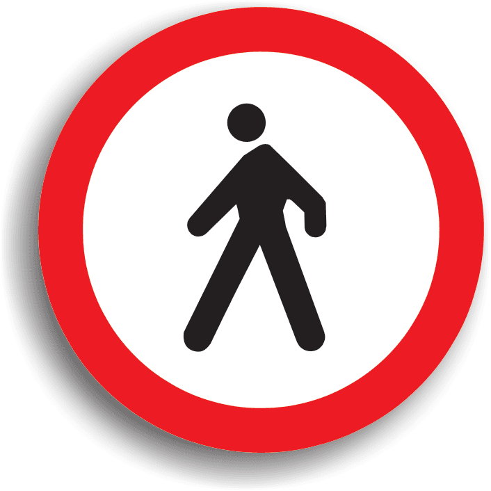 Interzice accesul pietonilor pe sectorul de drum public pe care este amplasat. Dacă indicatorul se află numai pe una dintre părțile drumului, atunci circulația pietonilor este interzisă numai pe acea parte. Pentru a se interzice accesul pietonilor pe ambele sensuri, se vor instala două indicatoare, câte unul pe fiecare parte. Interzice accesul pietonilor pe sectorul de drum public pe care este amplasat. Dacă indicatorul se află numai pe una dintre părțile drumului, atunci circulația pietonilor este interzisă numai pe acea parte. Pentru a se interzice accesul pietonilor pe ambele sensuri, se vor instala două indicatoare, câte unul pe fiecare parte.
