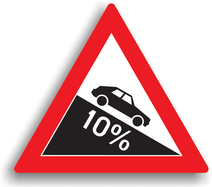 Se amplasează la 100-200 m de începutul sectorului de drum, când panta depășește 7%. Conducătorul auto nu este obligat să reducă viteza, dar nu are voie să staționeze pe toată lungimea pantei. Dacă, în vârful pantei, vizibilitatea este redusă sub 50 m, toate manevrele sunt interzise. Dacă drumul nu este suficient de lat pentru a permite trecerea a două vehicule unul pe lângă celălalt, are prioritate cel care urcă față de cel care coboară. Se amplasează la 100-200 m de începutul sectorului de drum, când panta depășește 7%. Conducătorul auto nu este obligat să reducă viteza, dar nu are voie să staționeze pe toată lungimea pantei. Dacă, în vârful pantei, vizibilitatea este redusă sub 50 m, toate manevrele sunt interzise. Dacă drumul nu este suficient de lat pentru a permite trecerea a două vehicule unul pe lângă celălalt, are prioritate cel care urcă față de cel care coboară.