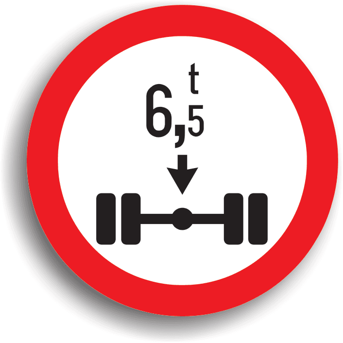 Are rolul de a preciza începutul sectorului de drum pe care este interzis accesul vehiculelor cu o masă pe osia simplă mai mare decât cea inscripționată pe panou. Are rolul de a preciza începutul sectorului de drum pe care este interzis accesul vehiculelor cu o masă pe osia simplă mai mare decât cea inscripționată pe panou.