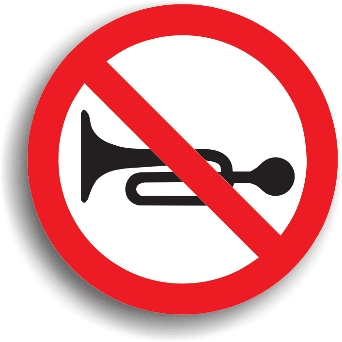 La întâlnirea acestui indicator, claxonarea este interzisă în intervalul orar 6.00 - 22.00 (între 22.00 - 6.00 se interzice prin lege claxonarea în orice localitate). Se poate claxona pentru evitarea unui pericol imediat. Poate fi însoțit de indicatorul de localitate, caz în care restricția se aplică pe întreg teritoriul localității. La întâlnirea acestui indicator, claxonarea este interzisă în intervalul orar 6.00 - 22.00 (între 22.00 - 6.00 se interzice prin lege claxonarea în orice localitate). Se poate claxona pentru evitarea unui pericol imediat. Poate fi însoțit de indicatorul de localitate, caz în care restricția se aplică pe întreg teritoriul localității.