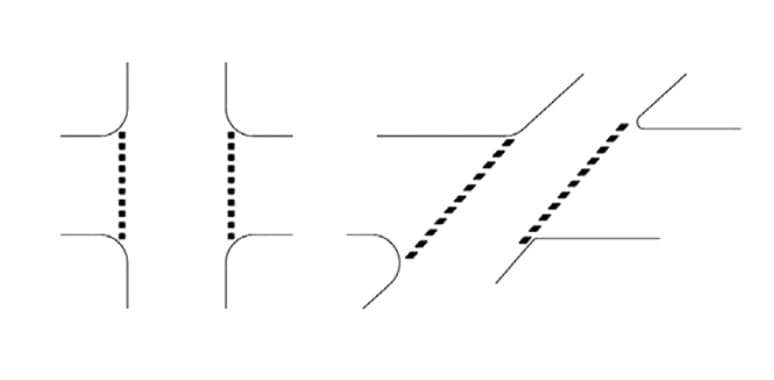Marcajul transversal constând din linii discontinue paralele, aplicate perpendicular sau oblic față de axul drumului, indică locul destinat traversării părții carosabile de către bicicliști. Este însoțit de indicatorul „Atenție bicicliști”. Marcajul transversal constând din linii discontinue paralele, aplicate perpendicular sau oblic față de axul drumului, indică locul destinat traversării părții carosabile de către bicicliști. Este însoțit de indicatorul „Atenție bicicliști”.